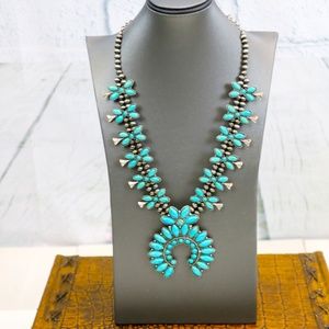 Squash Blossom Silver and Turquoise Necklace